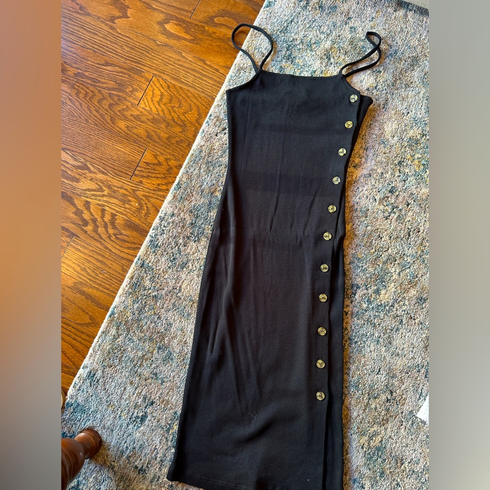 French Connection — Size 2 — Black —  spaghetti strap dress with front buttons